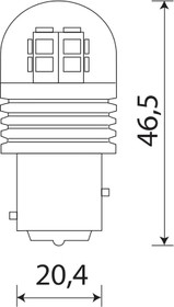 12V T25/5 15SMD(2835) BAY15d 360° SUPER WHITE (2бл) 10-30V 10-30T25/5/SW11/2BL