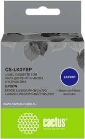 Картридж ленточный Cactus CS-LK3YBP черный для Epson LW300/LW400/LW700/LW600P/ LW1000P/K400/Z700/Z900