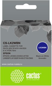 Фото 1/4 Картридж ленточный Cactus CS-LK2WBN черный для Epson LW300/LW400/LW700/LW600P/ LW1000P/K400/Z700/Z900