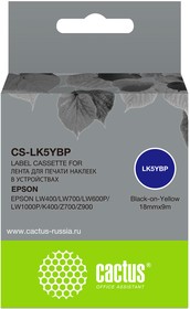 Фото 1/4 Картридж ленточный Cactus CS-LK5YBP черный для Epson LW400/LW700/LW600P/ LW1000P/K400/Z700/Z900