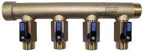 003636, Brass Pipe Fitting, Straight Compression Manifold, Male 3/4in to Male 1/2in