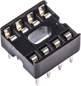 Фото 1/3 A 08-LC-TT, 2.54mm Pitch Vertical 8 Way, Through Hole Stamped Pin Open Frame IC Dip Socket, 1A