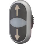 216710 Кнопка двойная белые стрелки вверх/вниз на черном фоне c белой линзой для лампы M22-DDL-S-X7/X7