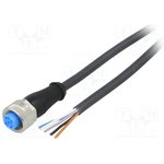 YF2A15-050UB5XLEAX, Straight Female 5 way M12 to 5 way Unterminated Sensor ...