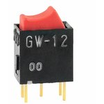 GW12RCP, ROCKER; SPDT; Pos: 2; ON-ON; 0.1A/28VAC; 0.1A/28VDC; red; none; THT