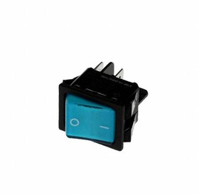 RB242D1021-147, Rocker Switch - DPST - 20A - 125VAC - Blue Concave (Curved) Actuator - Illuminated With Blue 250VAC Neon Light - ...