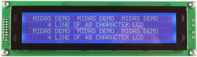 MC44005A6W-BNMLWI-V2, Буквенно-цифровой ЖКД, 40 x 4, Белый на Черном, 5В, I2C, Английский, Японский, Передающий