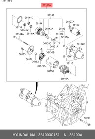 36100-3C151, Стартер HYUNDAI Santa Fe (11-),ix55 (11-) KIA Sorento (11-) (3.5/3.8) OE