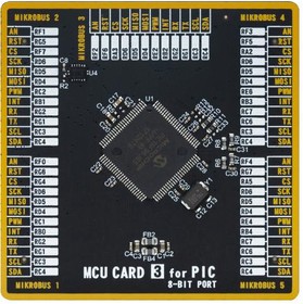 MIKROE-4609, Add-On Board, MikroE MCU Card 3, PIC18F PIC18F96J65-I/PF MCU, 2 x 168 Pin Mezzanine Connector