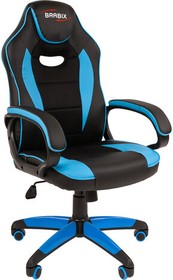 Фото 1/10 Кресло компьютерное BRABIX "Blaze GM-162", TW/экокожа, черное/голубое, 532578, 7083506
