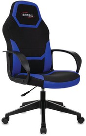 Фото 1/10 Кресло компьютерное BRABIX "Alpha GM-018", ткань/экокожа, черное/синее, 532638, GM-018_532638