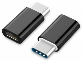 A-USB2-CMMF-01, Адаптер; USB 2.0; гнездо USB B micro,вилка USB C; Цвет: черный