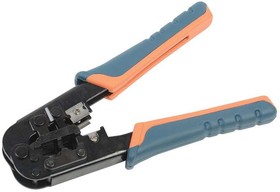 Инструмент обжимной для RJ45; RJ12; RJ11 без храпового механизма с прорезиненными ручками син./оранж. ITK TM1-B10H
