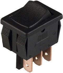 GRS-4013C-0001, Rocker Switch - SPDT - Mom-Off-Mom - 8A 125VAC - Black Concave (Curved) Actuator - Quick Connect 0.187" (4.7mm) - ...
