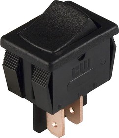 GRS-4011B-1300, Rocker Switch - SPST-NO - Off-Mom - 13A 125VAC - Black Concave (Curved) Actuator - Quick Connect 0.187" (4.7mm) - ...