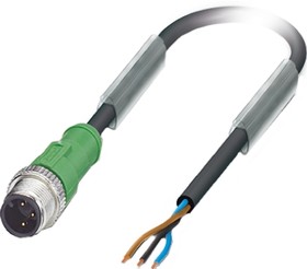 Фото 1/3 1668027, Straight Male 3 way M12 to Unterminated Sensor Actuator Cable, 3m