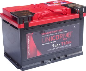 6СТ75(1), Аккумулятор UNICORN Red 75А/ч