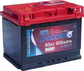 6СТ60(1), Аккумулятор UNICORN Red EFB 60А/ч
