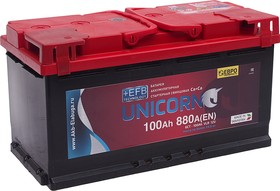 6СТ100(0), Аккумулятор UNICORN Red EFB 100А/ч обратная полярность