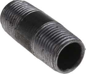 Фото 1/3 Black Malleable Iron Fitting Barrel Nipple, Male BSPT 1/2in to Male BSPT 1/2in