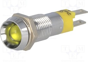 SWBU 08114, Индикат.лампа: LED, вогнутый, желтый, 24-28ВDC, 24-28ВAC, d8,2мм