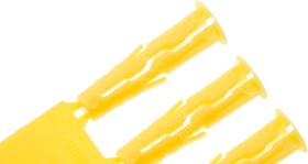 Фото 1/2 R-UNO-YEL-96-C, Yellow Plastic Wall Plug, 24mm Length, 5mm Fixing Hole Diameter