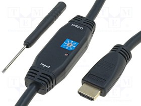AK-330105-150-S, Cable; HDMI 1.3,with amplifier; HDMI plug,both sides; 15m; black