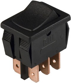 GRS-4023A-1300, Rocker Switch - DPDT - On-Off-On - 13A 125VAC - Black Concave (Curved) Actuator - Quick Connect 0.187" (4.7mm) - ...