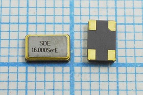 Кварц 16МГц, SMD 5x3.2мм с 4-мя контактами, без нагрузки, точность ...