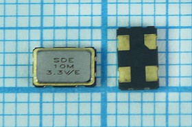 Кварцевый генератор 10МГц, SMD 5x3.2мм, выход TTL/CMOS, 3.3В; Q-TRI гк 10000 \\SMD05032C4\T/ CM\3,3В\SOC5\SDE