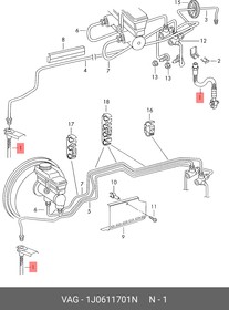 Фото 1/2 1J0611701N, Шланг тормозной