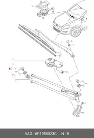 Фото 1/2 Трапеция стеклоочистителя в сборе (с электродвигателем) VAG 6R1 955 023 C