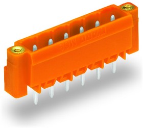 231-340/108-000, Male header - 10-pole - THT - 1.0 x 1.0 mm solder pin - straight - threaded flange - pin spacing 5.08 mm - orange