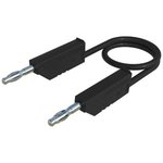 Measuring lead with (4 mm plug, spring-loaded, straight) to (4 mm plug, spring-loaded, straight), 1 m, black, silicone, 1.0 mm², CAT O, MLN