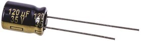 EEUFC1V121, Cap Aluminum Lytic 120uF 35V 20% (8 X 11.5mm) Radial 3.5mm 555mA 2000h 105C Automotive Bulk
