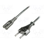 AK-440114-012-S, Cable; CEE 7/16 (C) plug,IEC C7 female; 1.2m; black; 2.5A; 250V