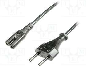 AK-440114-012-S, Cable; CEE 7/16 (C) plug,IEC C7 female; 1.2m; black; 2.5A; 250V