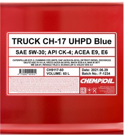 Фото 1/2 CH9117-60, 5W-30 CH-17 TRUCK UHPD BLUE CK-4, E6/ E9 60л (синт. мотор. масло) HCV