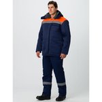 Зимний костюм с полукомбинезоном Труженик-Ультра-2, темно-синий/оранжевый ...