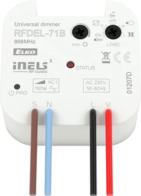 RFDEL-71B/230V. Универсальный диммер для освещения, многофункциональный. Входы: кнопка "S"; выходы: RLC-LED-ESL 160ВА; питание: 230V с N-не