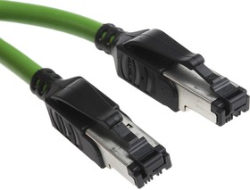 Фото 1/3 09457711153, Cat5 Straight Male RJ45 to Straight Male RJ45 Ethernet Cable, U/FTP, Green PVC Sheath, 20m