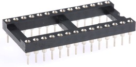 Фото 1/2 AR 28 HZL-TT, 2.54mm Pitch Vertical 28 Way, Through Hole Turned Pin Open Frame IC Dip Socket, 3A