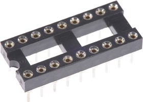 Фото 1/2 AR 18 HZL-TT, 2.54mm Pitch Vertical 18 Way, Through Hole Turned Pin Open Frame IC Dip Socket, 3A