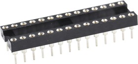AR 28 HZL/7-TT, 2.54mm Pitch Vertical 28 Way, Through Hole Turned Pin Open Frame IC Dip Socket, 3A