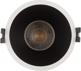 Фото 1/4 Denkirs DK3026-WB Встраиваемый светильник, IP 20, 10 Вт, GU5.3, LED, белый/черный, пластик
