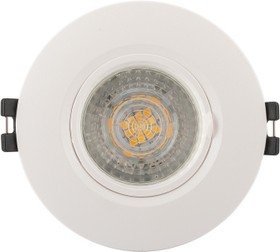 Фото 1/3 Denkirs DK3028-WH Встраиваемый светильник, IP 20, 10 Вт, GU5.3, LED, белый, пластик