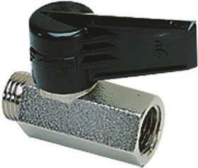 0491 04 13, Nickel Plated Brass 2 Way, Ball Valve, BSPP 1/4in, 12bar Operating Pressure