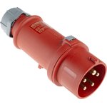 33, IP44 Red Cable Mount 3P + N + E Industrial Power Plug, Rated At 16A, 400 V