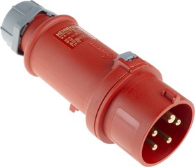 Фото 1/4 33, IP44 Red Cable Mount 3P + N + E Industrial Power Plug, Rated At 16A, 400 V