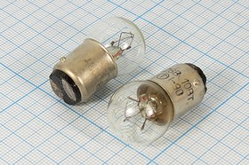 Фото 1/3 Лампа накаливания, напряжение 28 В, цоколь B15d/18, мощность 10 Вт, 10x28 мм, СМ28-10, 80 лм